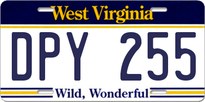 WV license plate DPY255