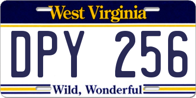 WV license plate DPY256