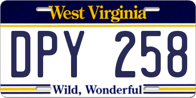 WV license plate DPY258