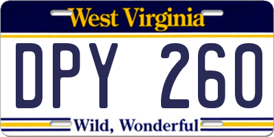 WV license plate DPY260