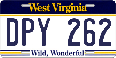 WV license plate DPY262