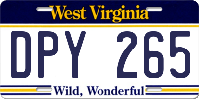 WV license plate DPY265