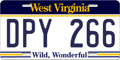WV license plate DPY266