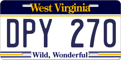 WV license plate DPY270