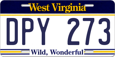 WV license plate DPY273