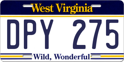 WV license plate DPY275