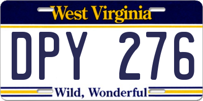 WV license plate DPY276