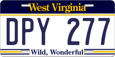 WV license plate DPY277