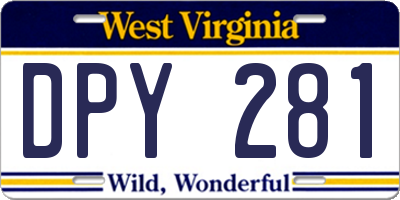 WV license plate DPY281