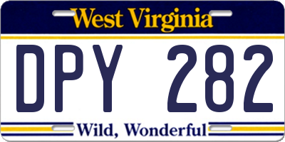 WV license plate DPY282