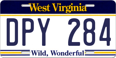 WV license plate DPY284