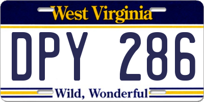 WV license plate DPY286