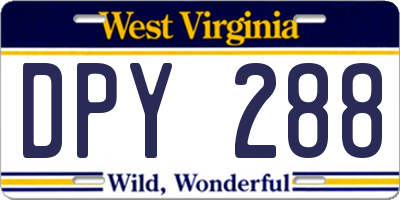 WV license plate DPY288
