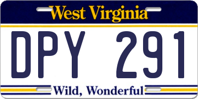 WV license plate DPY291