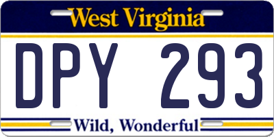 WV license plate DPY293