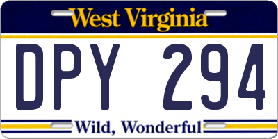 WV license plate DPY294