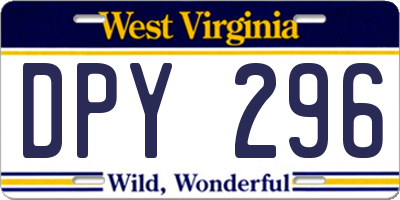 WV license plate DPY296