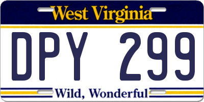 WV license plate DPY299