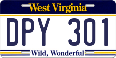 WV license plate DPY301
