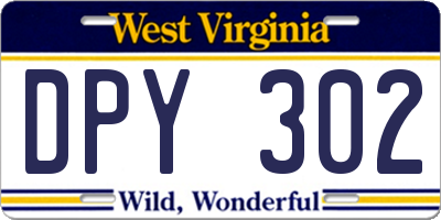 WV license plate DPY302