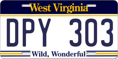 WV license plate DPY303