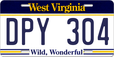 WV license plate DPY304