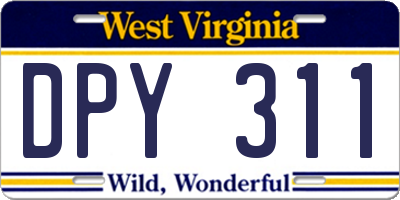 WV license plate DPY311