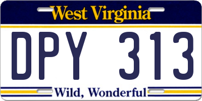 WV license plate DPY313