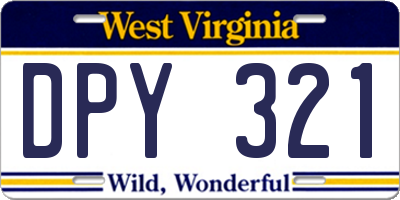 WV license plate DPY321