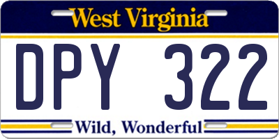 WV license plate DPY322