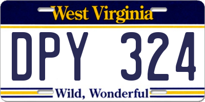 WV license plate DPY324