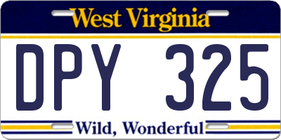 WV license plate DPY325