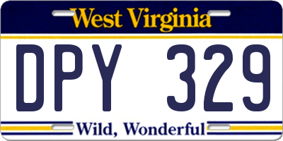 WV license plate DPY329
