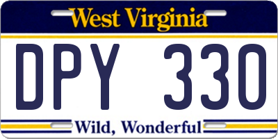 WV license plate DPY330