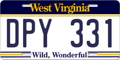 WV license plate DPY331