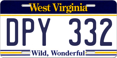 WV license plate DPY332