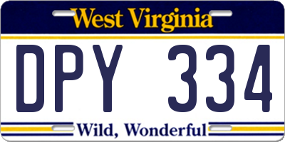 WV license plate DPY334