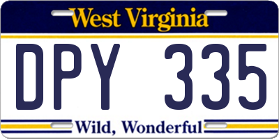WV license plate DPY335