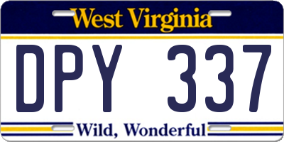 WV license plate DPY337
