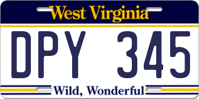 WV license plate DPY345