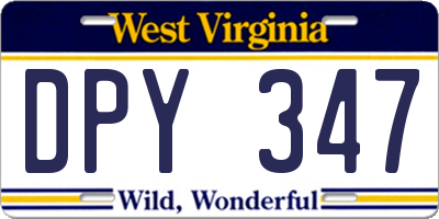 WV license plate DPY347