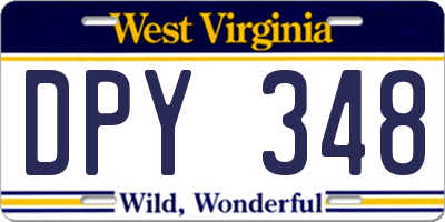 WV license plate DPY348