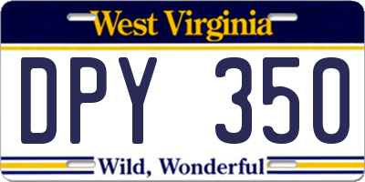 WV license plate DPY350