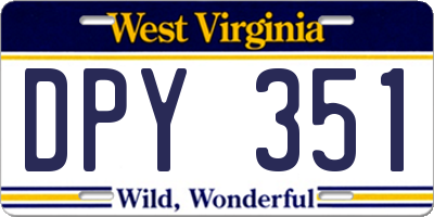 WV license plate DPY351