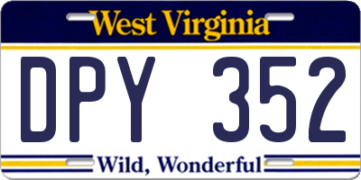 WV license plate DPY352