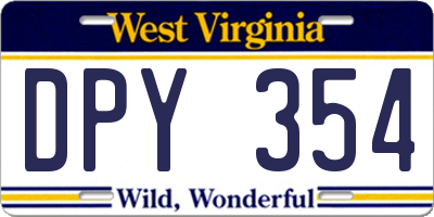 WV license plate DPY354