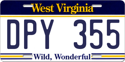 WV license plate DPY355