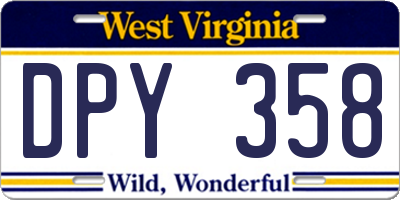 WV license plate DPY358