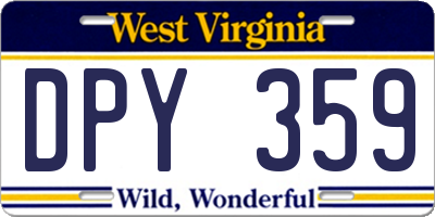 WV license plate DPY359