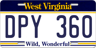 WV license plate DPY360